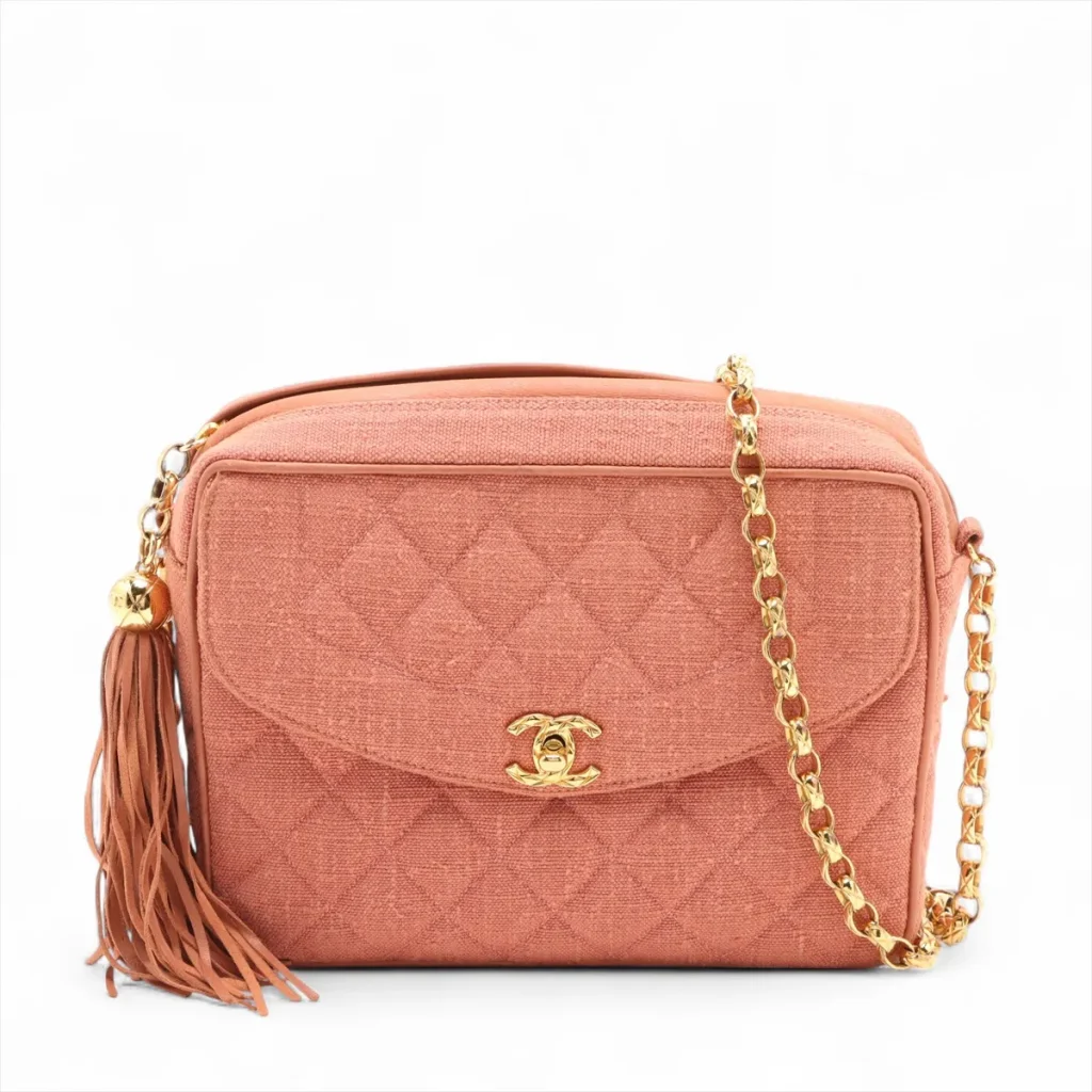 CHANEL マトラッセ キャンバス チェーンショルダーバッグ ダイアナフラップ ピンク  高価買取いたしました