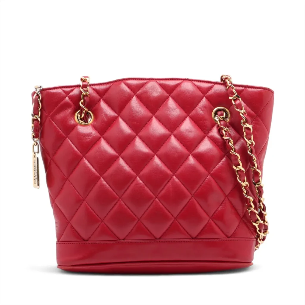 CHANEL マトラッセ ラムスキン チェーンショルダーバッグ レッド ゴールド金具 高価買取いたしました
