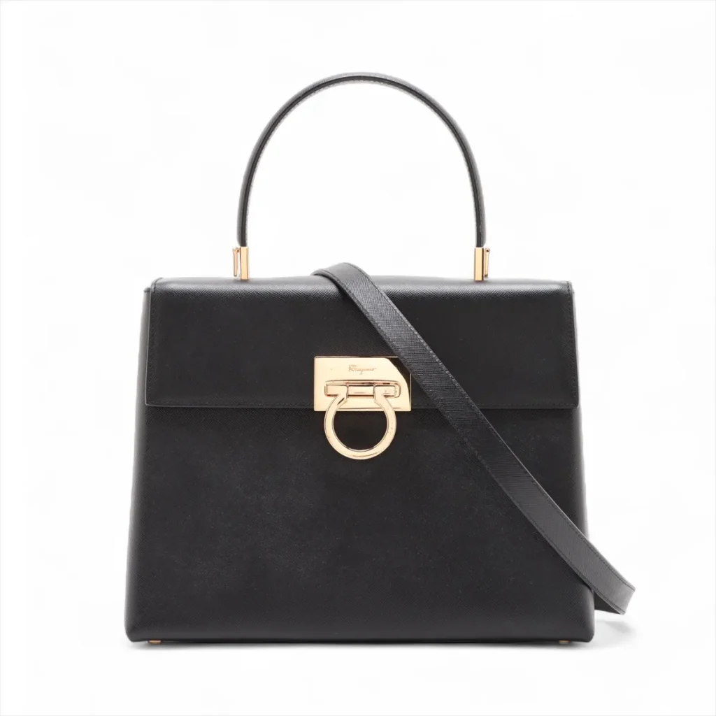 Salvatore Ferragamo レザー 2WAYハンドバッグ ブラック 高価買取いたしました